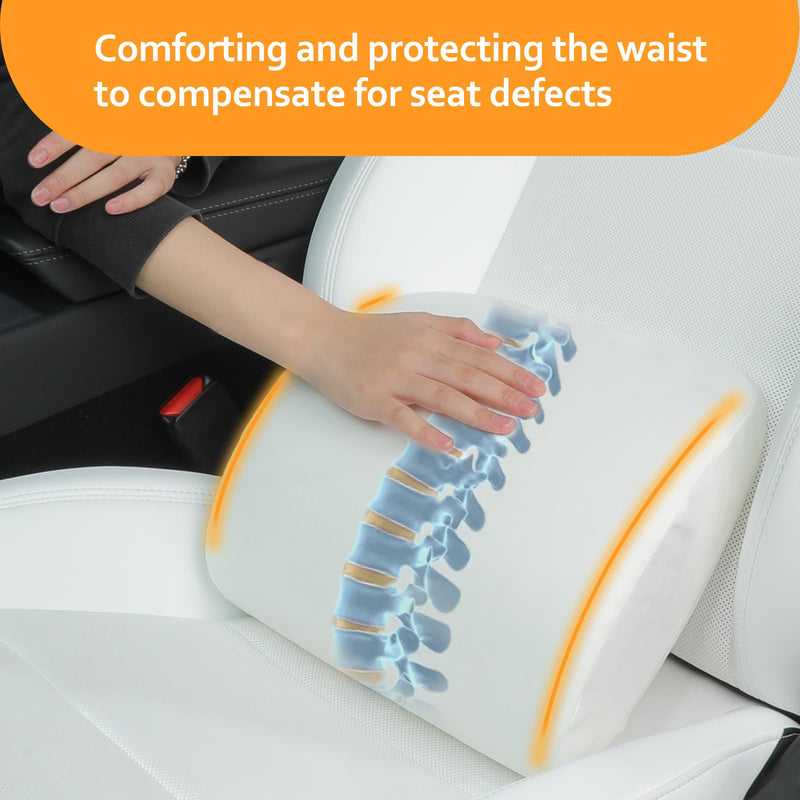  [AUSTRALIA] - Memory Foam Lumbar Support Pillow for Tesla Model 3 Model Y Model S/X Cybertruck Model 3 Hidden Model Y Juniper Accessories - Mid/Lower Back Support Cushion for Car Seat (White) Lumbar Support White 1pc