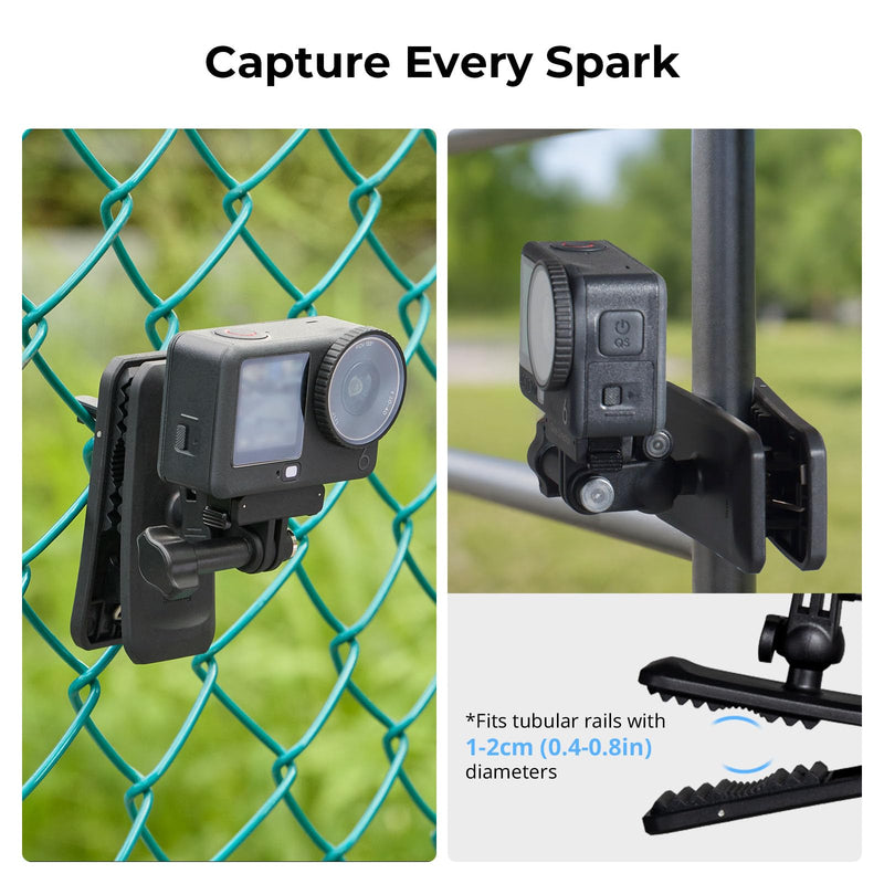 SMALLRIG Backpack Clip Mount for DJI Osmo Action 6/Nano, 360° Ball Head & 2-Prong Mount, Magnetic Adapter& Foldable Hook, POV Shooting for Hiking/Vlogging - 6307 Backpack Strap Clip