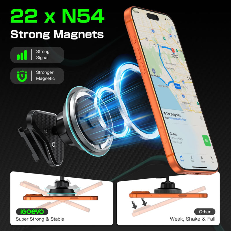 Magnetic Vent Phone Mount with 15W Fast Charging for Ford F-150 2015–2020, Super Duty 2017–2021, Expedition 2018–2021, Metal Magnetic Car Holder Suitable for Most Smartphones Black - Magnetic Charging