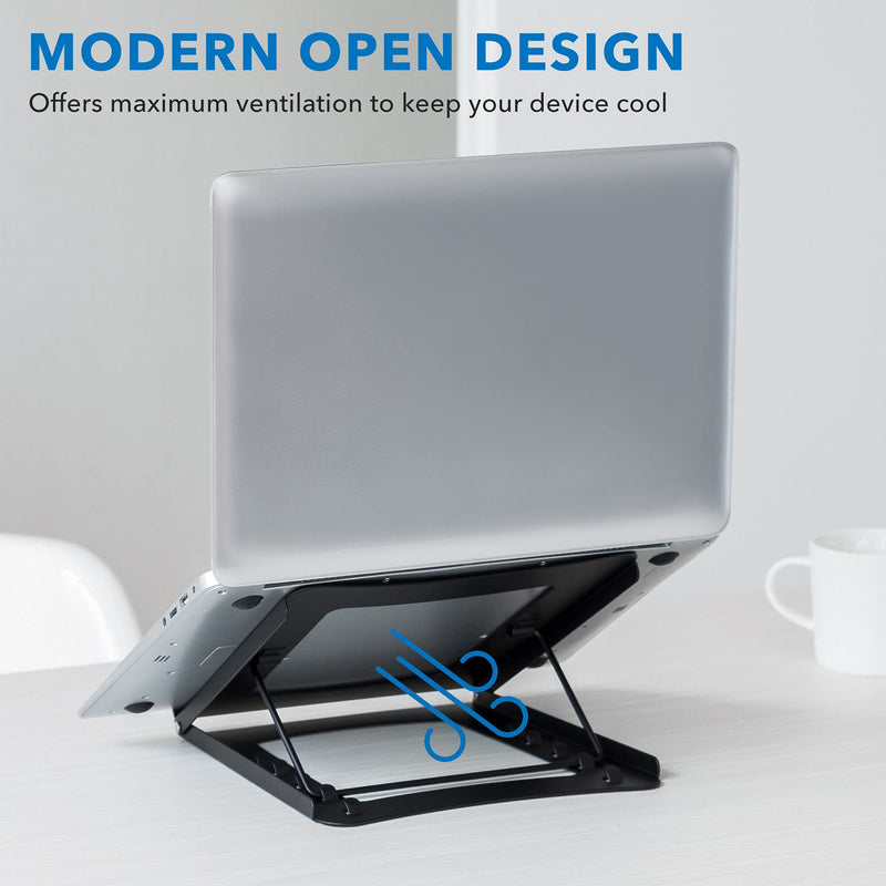 Laptop Stand for Desk Adjustable Height - Black Solid Steel Laptop Riser | 5 Adjustable Heights | Properly Positions Head, Neck, Back and Wrists to Reduce Aches While Working | No Assembly Required