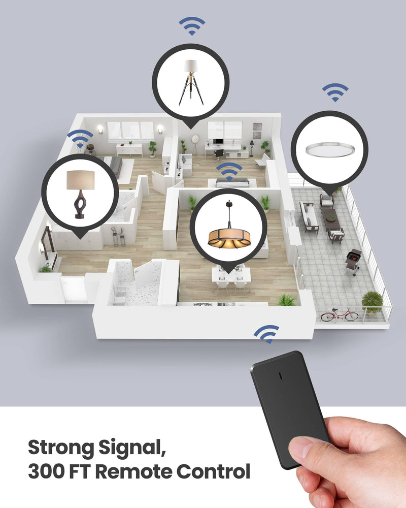 Zoiinet Remote Control Outlet Plug Switch, Buckle Design & Removable Wireless Light Switch, 300 ft, 1500W On Off Power Switch for Household Appliances, No Wiring No WiFi, Programmable, Black(2 Pack) 1 Switch 2 Outlets