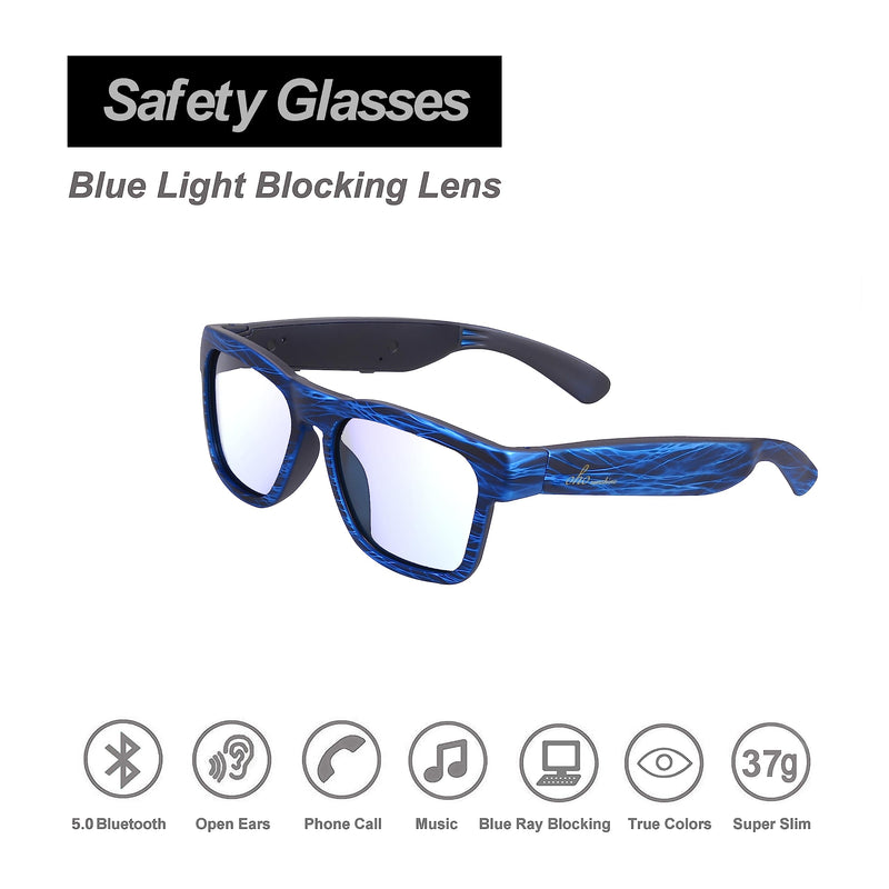 OhO Smart Glasses,Polarized Sunglasses with Bluetooth Speaker,Athletic/Outdoor UV Protection and Voice Control,Unisex(Transitional Blue Light Lens) Stripe Blue-blue Light Blocking Transitional Lens