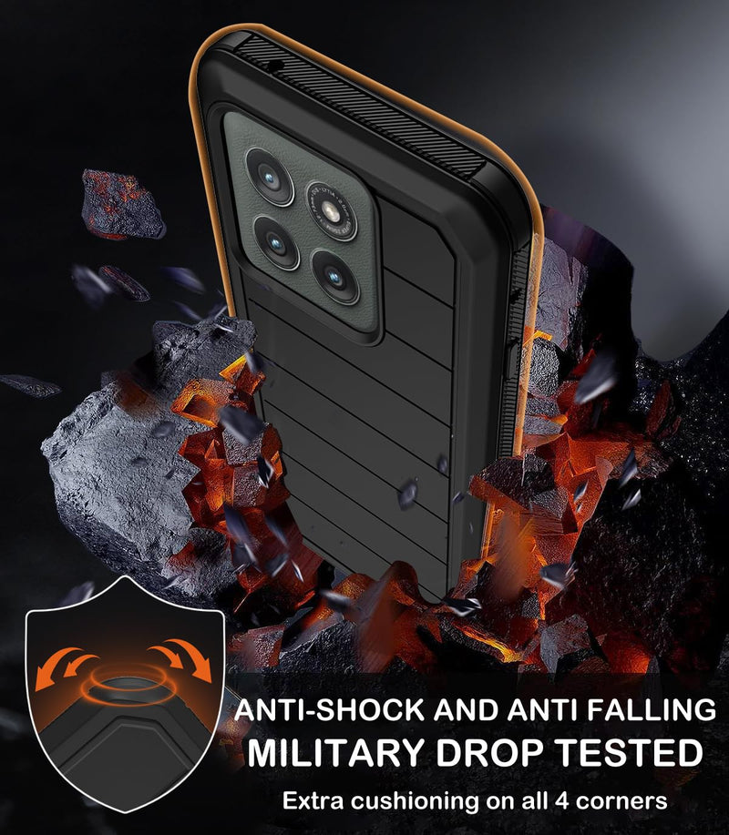 KECAI for Motorola Moto Edge 5G 2025 Case with Belt Clip Holster,2X Screen Protector,Heavy Duty Shockproof Drop Protection Military Grade Full Body Rugged Phone Cover with Kickstand (Black) Black for Motorola Edge 5g 2025