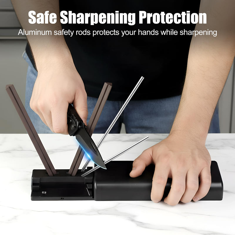 Tri-angle sharpener, Tri Angle System for Pocket Knife, Recurve and Tanto Blades Sharpener, High Alumina Ceramic Stones