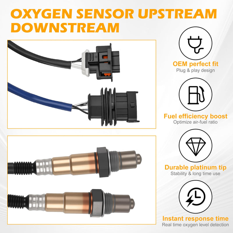 2Pcs Oxygen Sensor Upstream Downstream O2 Sensor Fit for 2011-2016 Chevy Cruze 2012-2020 Chevy Sonic 2013-2020 Chevy Trax 1.4L L4, 2013-2021 Buick Encore 1.4L L4 Replace 234-4528 234-4529