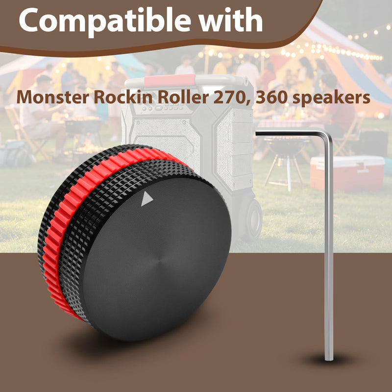 Metal Volume Knob Compatible with Monster Rockin Roller 270 360 Speakers, Aluminium Potentiometer Knobs with Red Rubber o-Ring