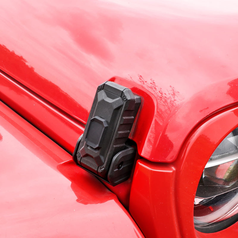 Locking Hood Latch Hood Lock Compatible with 2018-2025 Jeep Wrangler JL 4XE Gladiator JT Hood Latches Kit Hood Catch Replacement Accessories, Eliminate Hood Flutter, 1 Pair Black Blade, 2x Keys