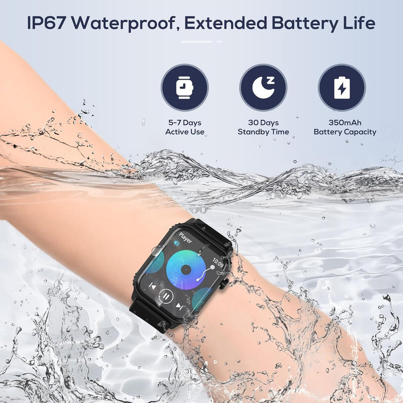 Smart Watch for Men, 120 Sports Modes Smartwatch with 1.83" HD, Alexa Built-in, Heart Rate/Sleep Monitor, IP67 Waterproof, Bluetooth Call & Music Control Fitness Watch for iPhone/Android (Black) Deep Black