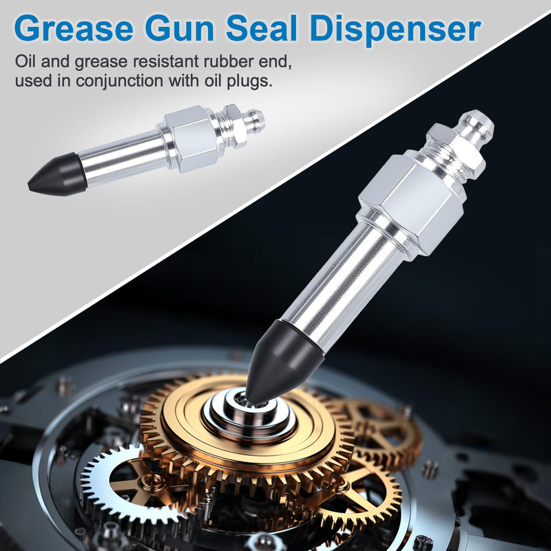 5PCS Grease Gun Needle Accessory Set, Includes Grease Needle Dispenser, Rubber Coupler Adapter Grease Injector, Detachable Grease Needle Tip and 2 Needle Nozzles for Narrow, Tight & Deep Spaces