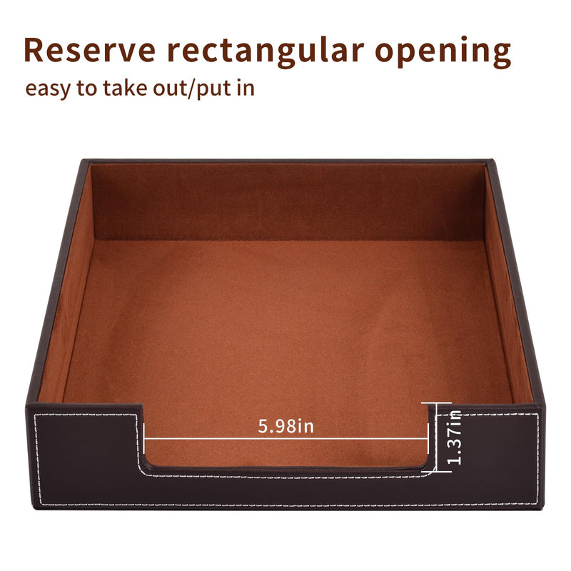 PU Leather 1-Layer Stackable Office File Document Tray Case Rack Paper Letter Tray Desk File Document Organizer Holder (Coffee) Coffee