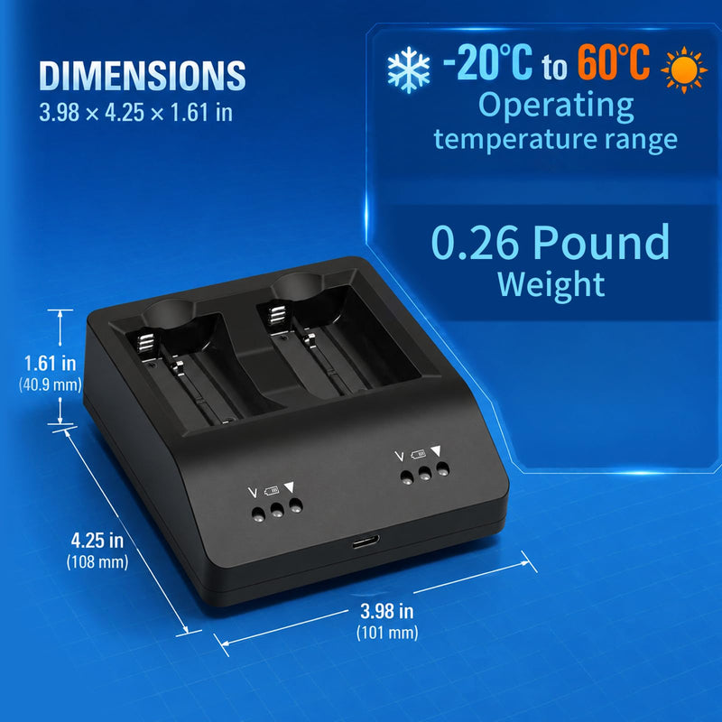 for Shure SB900C SB900B SB900 Battery SBC20-900 Dual Charging Cradle | Replacement SBC100-US SBC10-100-US Charging Cradle with 1M Type-C Cable, Type-C Input 5V/2A,Output 4.2V/1Ax2CH