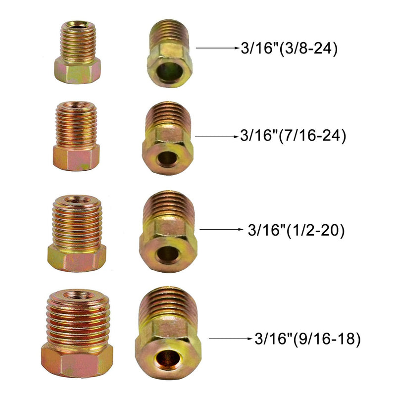 MuHize Upgraded Brake Line Tubing Kit - 25 Ft. of 3/16 Copper Coated Flexible Tube, Roll 25 ft 3/16" (Includes 16 Fittings) Gold
