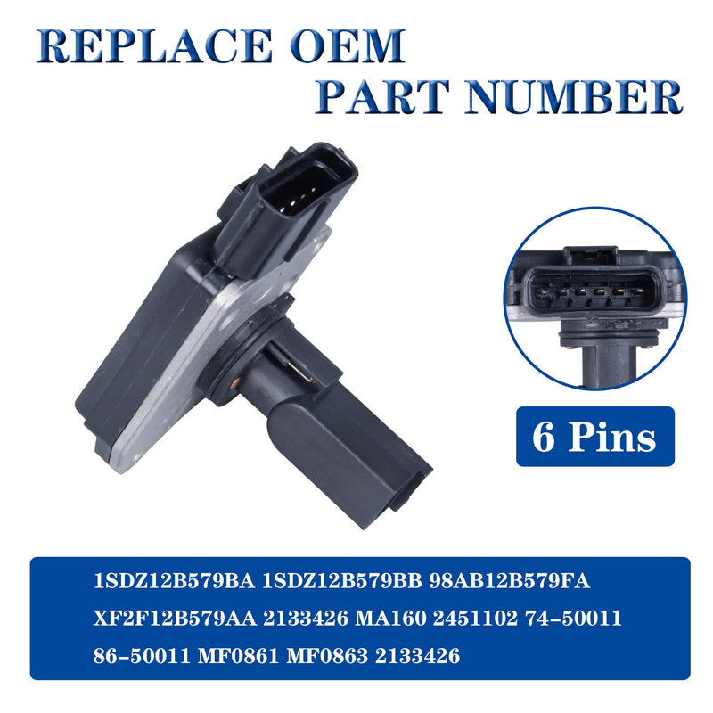 Mass Air Flow Sensor Meter MAF Compatible with 03-04 Ford Focus; 03-04 Escort; 01-04 Escape; 01-03 Ranger; 99-03 Windstar; 01-04 E150; 99-05 Explorer; 01-04 E250 Van & More Replace OE 86-50011