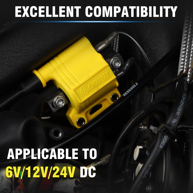 NIBBI Universal Ignition Coil 2/4 Stroke,Motorcycle High Performance Ignition Coil, fit 4T 2T Street Dirt Bike for ATV Scooter Go Kart Pit Bike GY6 Performance Part(6V/12V/24V) L