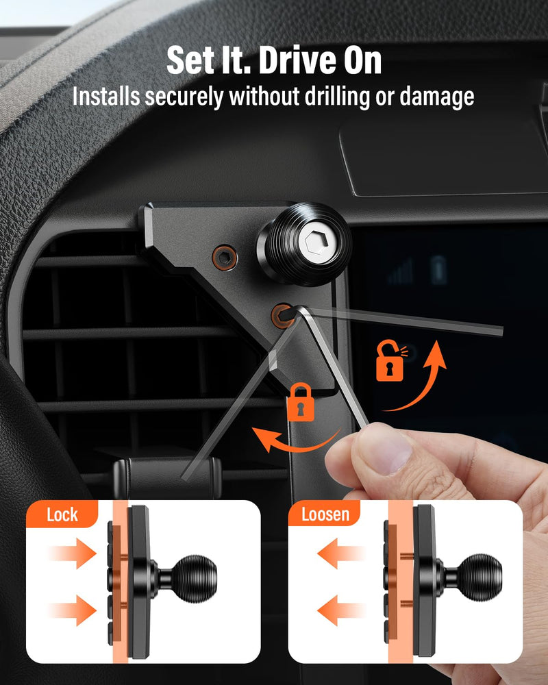 APPS2Car Metal Magnetic Phone Mount Compatible with 2021-2026 Ford F-150 | 2023-2026 Super Duty & 2022-2026 F-150 Lightning XL & PRO, 20*N55 Magnets, No Shake, No Block Airflow, fits iPhone & Android 2021-2026 F-150
