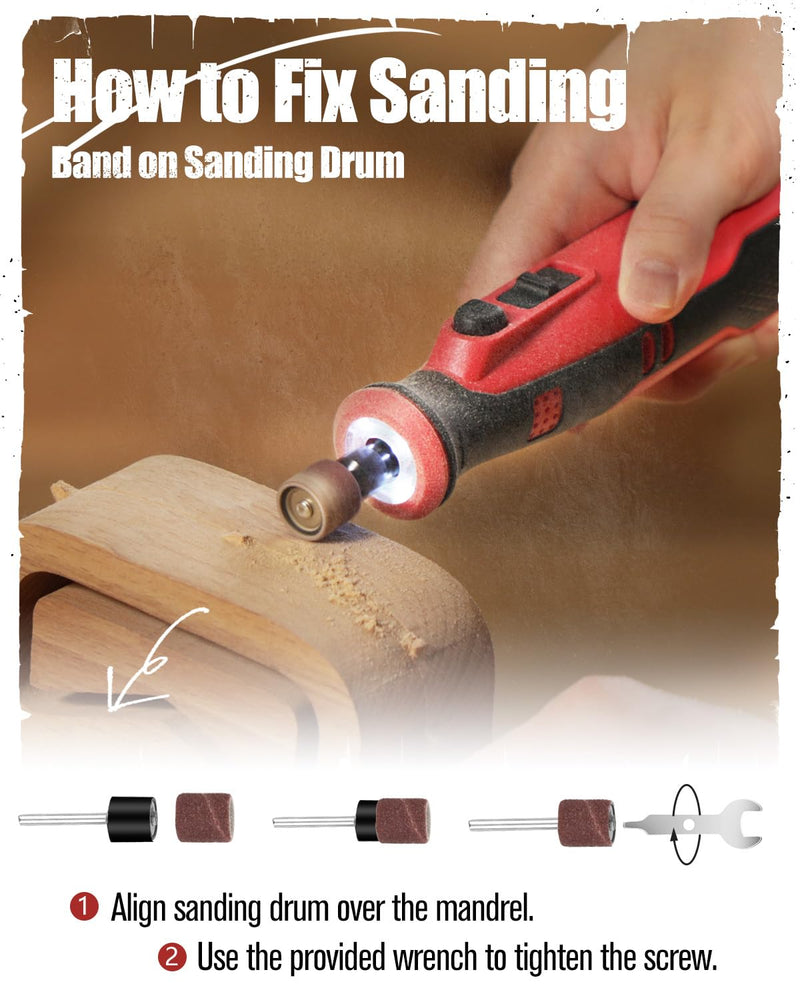 AVID POWER Cordless Rotary Tool 8V Rechargeable Grinding Tool for Dog Nail, 5 Speeds, 60 Pcs Accessories for Carving, Engraving, Sanding, Polishing and Cutting (Light Red) Light Red