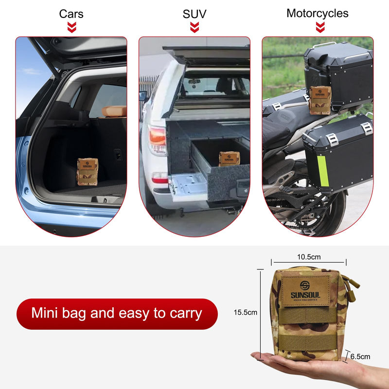 SUNSOUL Portable Tire Repair Kit with Plugs, Heavy Duty Tire Plug Kit, 40PCS Flat Tire Emergency Repair Tool for Car, Motorcycle, Truck, ATV, UTV, RV, Tractor