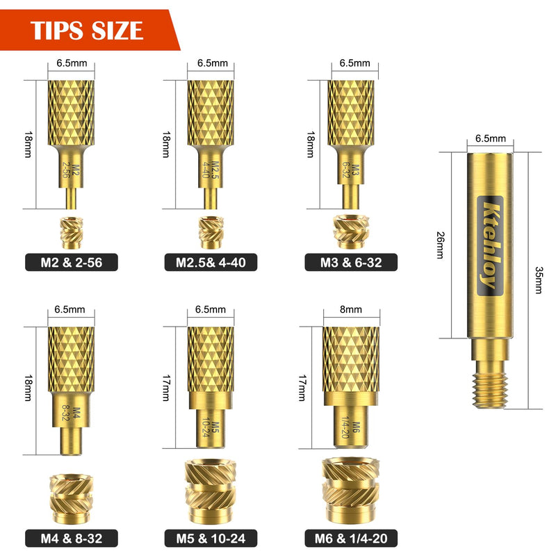 513Pcs SAE Threaded Inserts, #2-56#4-40#6-32#8-32#10-32 1/4"-20 Female Thread Knurled Nuts Assortment Kit, Brass Heat Set Insert for Plastic and 3D Printing Components #2-56 #4-40 #6-32 #8-32 #10-32 1/4"-20