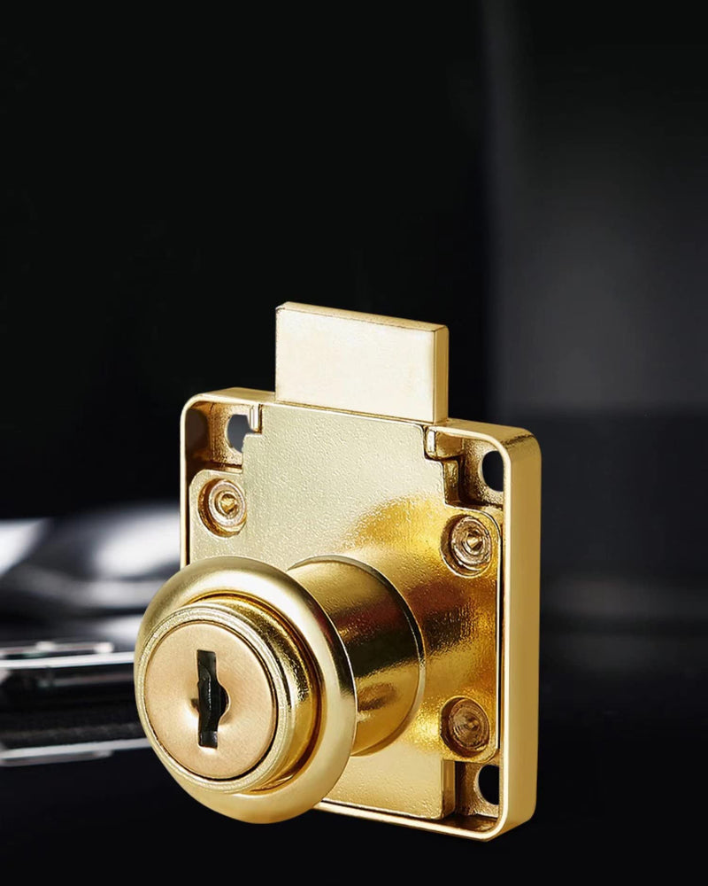 Cabinet Drawer Locks with Keys- XIEHE 138 Zinc Alloy Replacement Door Locker Keyed Alike 4 Pack Cylinder Diameter 0.75 Inch Gold Brass Plated Brass2 4 Packs, 22mm