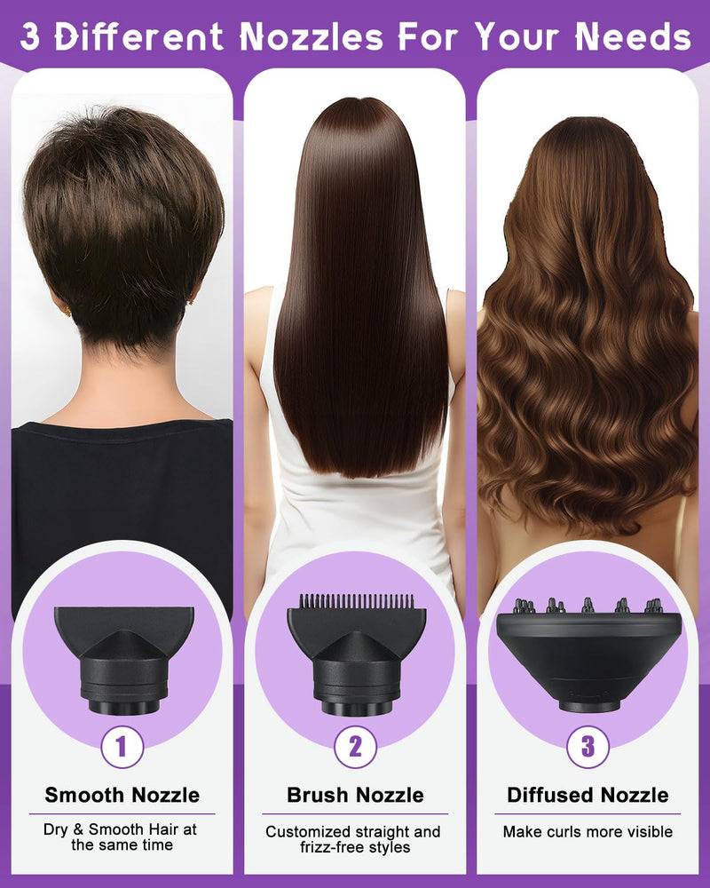  [AUSTRALIA] - Small Hair Dryer, Foldable Blow Dryer Ionic Hair Dryers with Diffuser & Concentrator for Quick Drying and Easy to Carry, Hair Dryer Set for Women & Man with Storage Bag, Suitable for Home, Travel Dark Grey