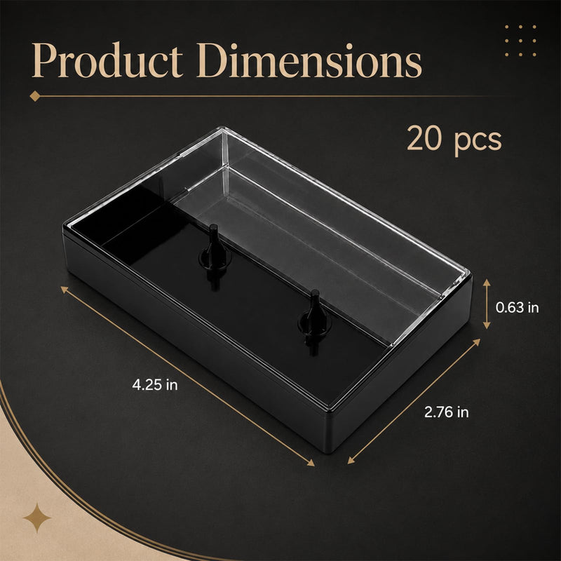 20Pcs Audio Cassette Tape Storage Case, 4.3 x 2.8 x 0.6 in Plastic Empt Blank Cassette Tapes with Music Display Box Organizer for Recording,Standard Cassettes, Clear Lid and Black Base