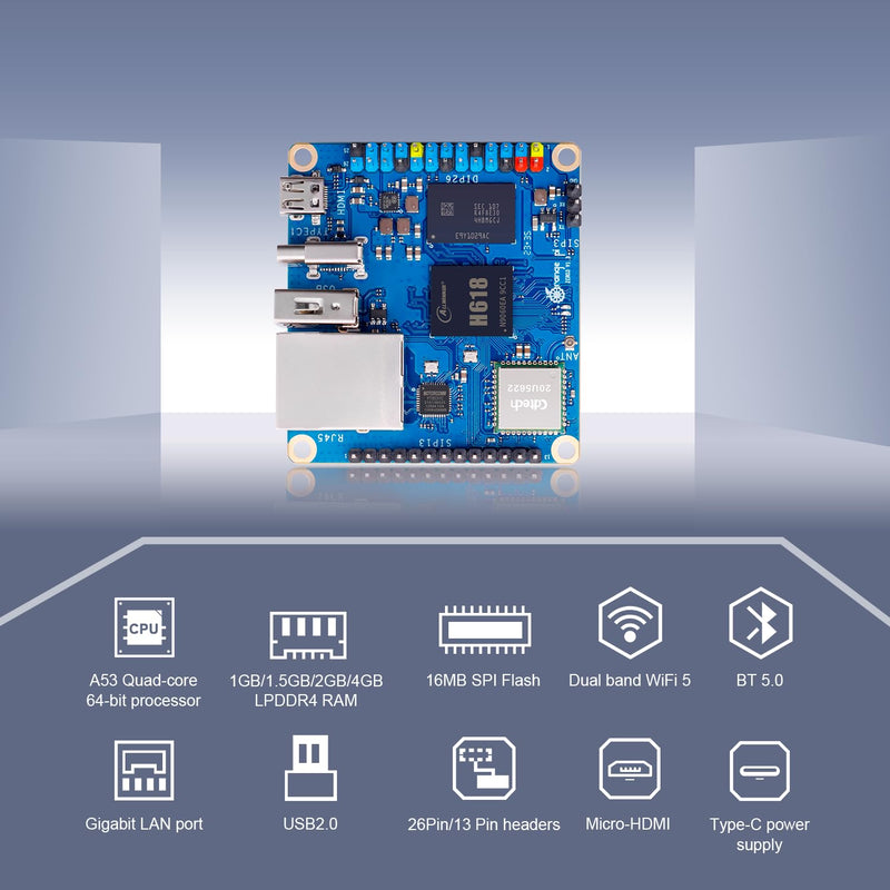 Orange Pi Zero 3 1GB LPDDR4 Allwinner H618 Quad-Core 64 Bit Single Board Computer with 16MB SPI Flash, Support WiFi and BT5.0, Development Board Computer Run Android 12 TV/Debian/Ubuntu(Zero3 1G)