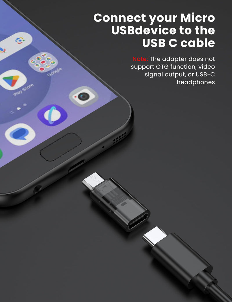 Fidioto Blackened USB-C to Micro USB Adapter, (10-Pack) USB Type C Female to Micro USB Male Converter Support Charge & Data Sync for Samsung Galaxy S6 S7 S7 Edge, Kindle Ps4 and Micro USB Devices 10 PCS