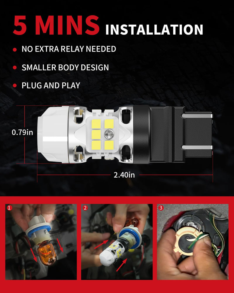 LASFIT T3 WT21W LED Bulb Backup Reverse Light WT21 WT21W/7W Canbus Error Free for 2022 2023 2024 Ford Maverick XL XLT Lariat Accessories, 2021 2022 F150 F250 F350 Xenon White Anti Hyper Flash (2pcs)