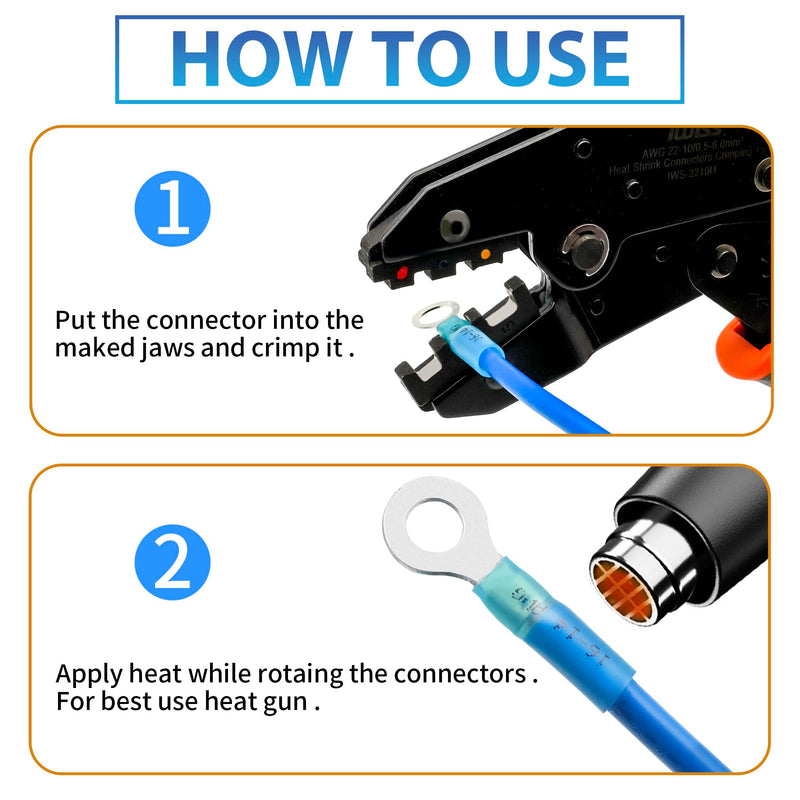 600Pcs Heat Shrink Wire Connectors Electrical Kit - Oiojuct Marine Automotive Crimp Terminals Assortment, Waterproof Ring Fork Spade Electrical Butt Connector 600