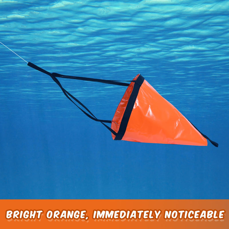 Tandefio Drift Sock for Fishing Boat Marine Boat Parachute Sea Anchors for Boats 250d Nylon Trolling Fishing Drogue for Inflatable Sail Drift Anchor for Kayak Pontoon 32 Inch Orange 2