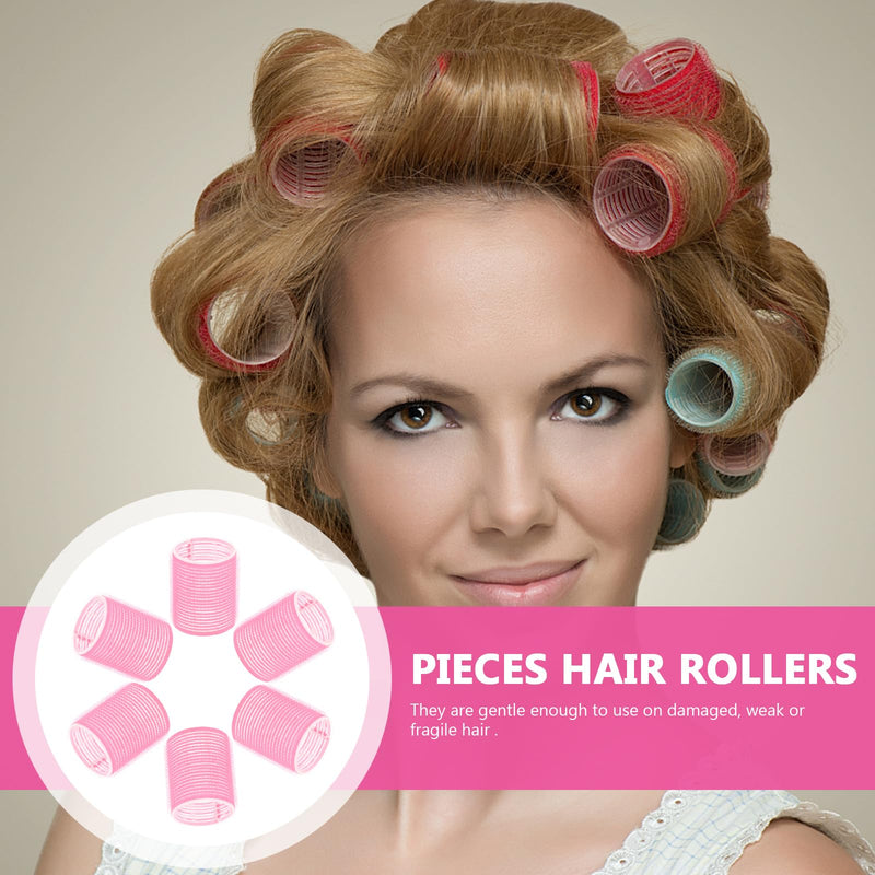 Uonlytech Diy Hair Curlers Set 6Pcs Self-Adhesive Plastic Rollers Hair Styling Tools for Salon and Home Use 1.4 Inch Diameter Curling Drum