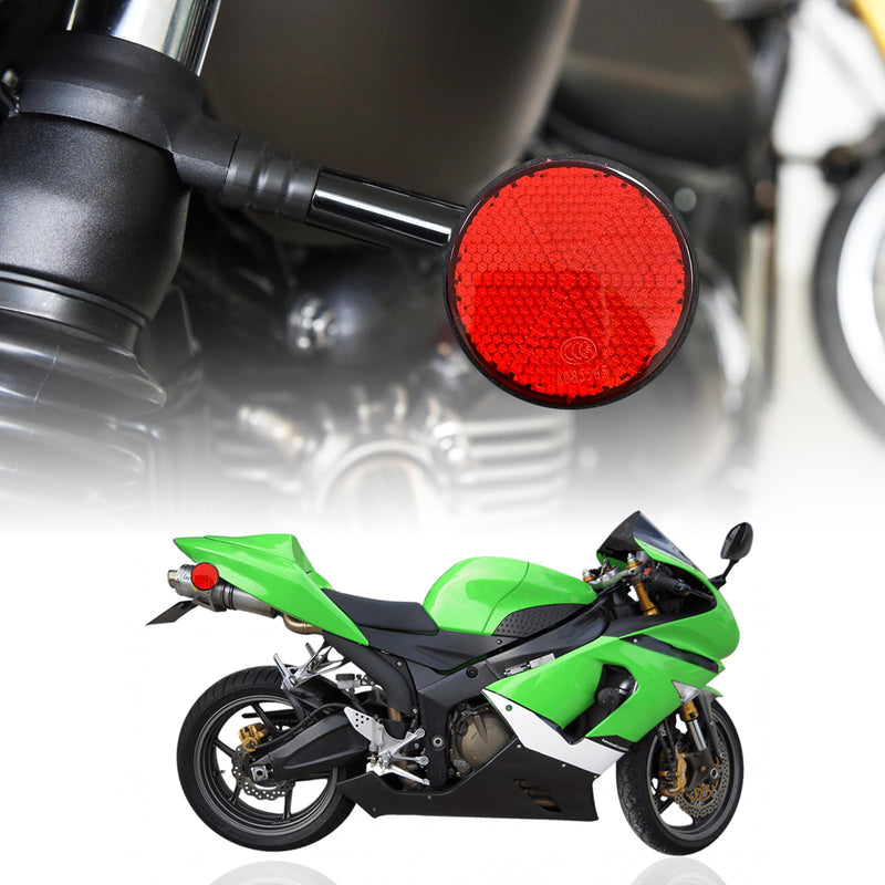 2 PCS M6 x 1.0 Motorcycle Reflectors, Plastic Screw Mount Reflective Warning Reflector, Universal Motorbike Rear Safety Reflectors for Motorcycle, Bicycle, Scooter (Round Red) Round Red