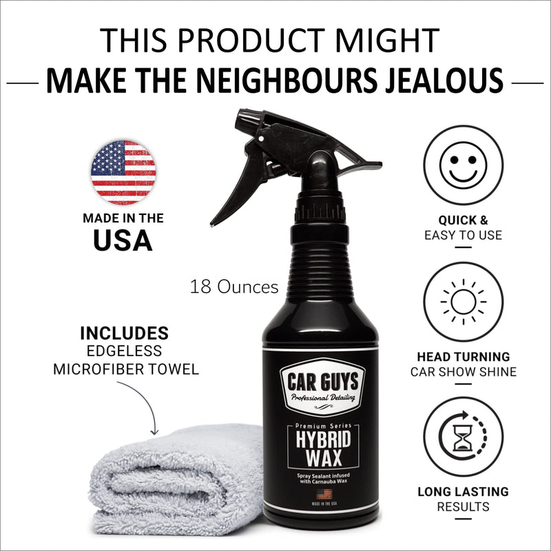 CAR GUYS Hybrid Spray Wax | Advanced Car Wax | Long Lasting and Easy To Use | Safe on All Surfaces | 18 Oz Kit with Towel 18 Fl Oz (Pack of 1)