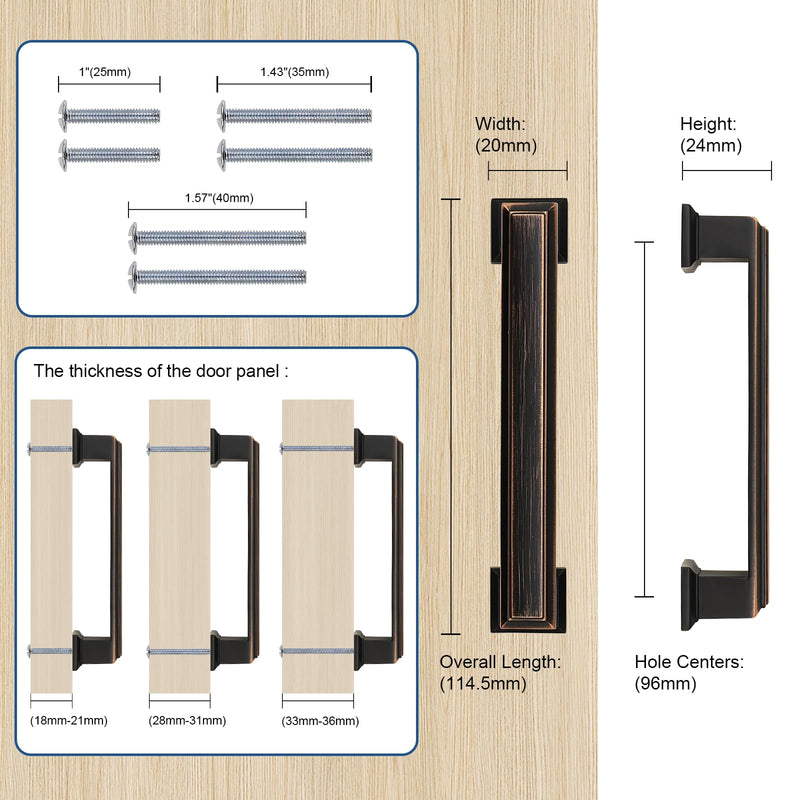 Knobonly 10 Pack 3-3/4 Inch Hole Center Oil Rubbed Bronze Cabinet Pulls, Heavy Duty Cabinet Kitchen Handles, Cabinet Hardware for Dressers Drawewr