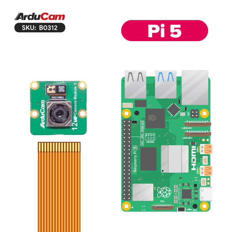 Arducam for Raspberry Pi Camera Module 3, 12MP IMX708 75°(D) Autofocus Pi Camera V3, 15-22pin FFC Cable