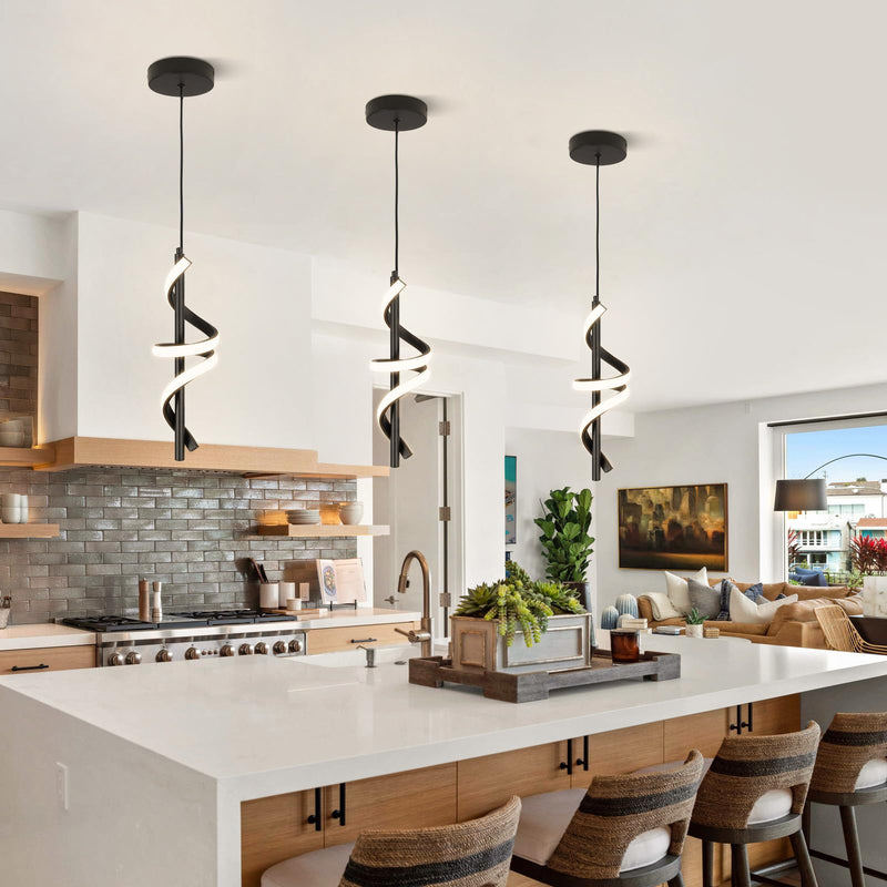 CANEOE Black Pendant Light Fixtures, Dimmable Modern LED Pendant Lights for Kitchen Island, Small Kitchen Island Pendant Lighting for Dining Room Bar Living Room Bedroom Hanging Light Fixtures,1 Pack Black,Dimmable