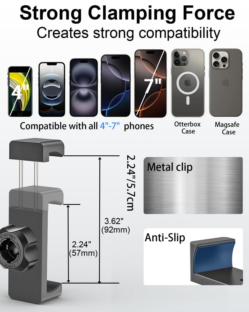 Tractor Phone Mount - [Super Suction Cup] Dashboard Windshield Cell Phone Holder with 360° Adjustable Arm for Excavator, Forklift Heavy Duty Stand for iPhone 17 16 15 14 13 12 Pro Max, Galaxy, Android