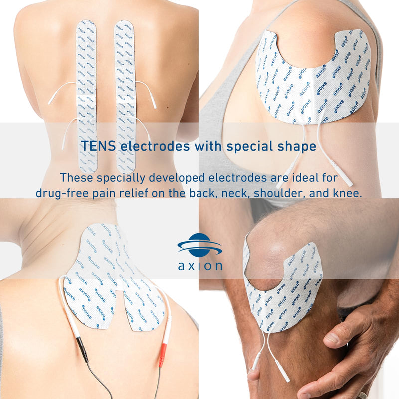 Axion Adhesive Electrode Set Ideal Shape for TENS Therapy on The Neck, Back and Shoulders with 5 Electrode Pads | Reusable Self-Adhesive Electrodes for TENS Units 06) 5pcs 4x7 & 4x5 & 13x1.8 in