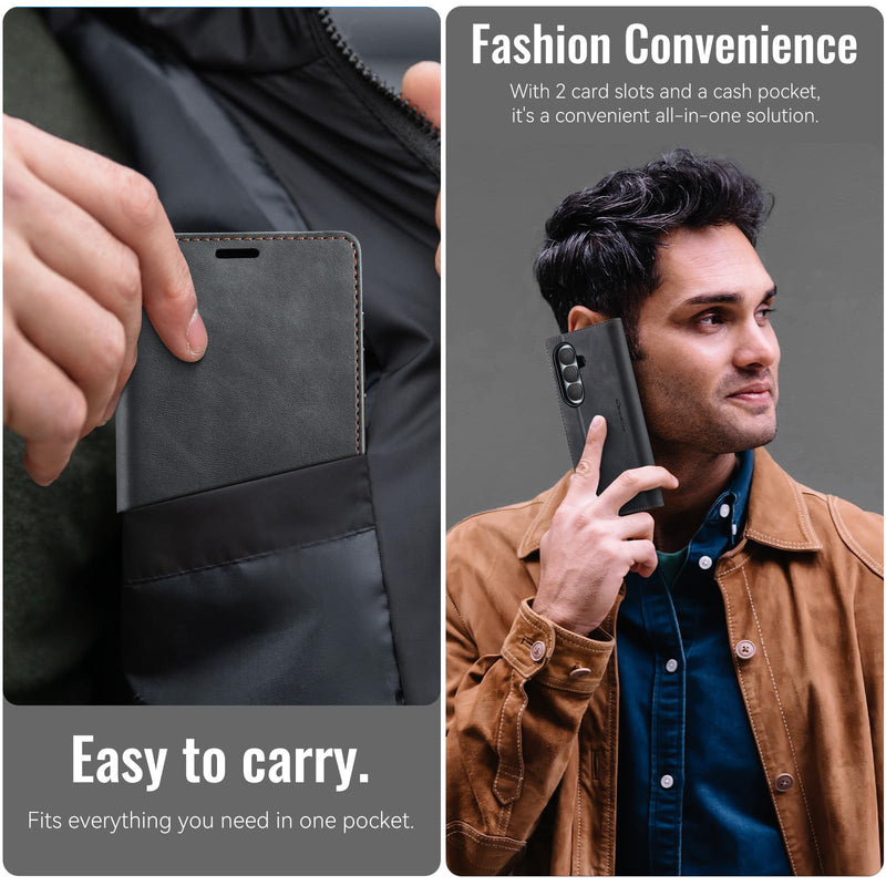 Wallet Case for Samsung Galaxy Z Fold 8 Ultra Leather Wallet Flip Cover with Card Holder, Kickstand, Magnetic Closure, RFID Blocking TPU Shockproof Phone Case Compatible with, Black