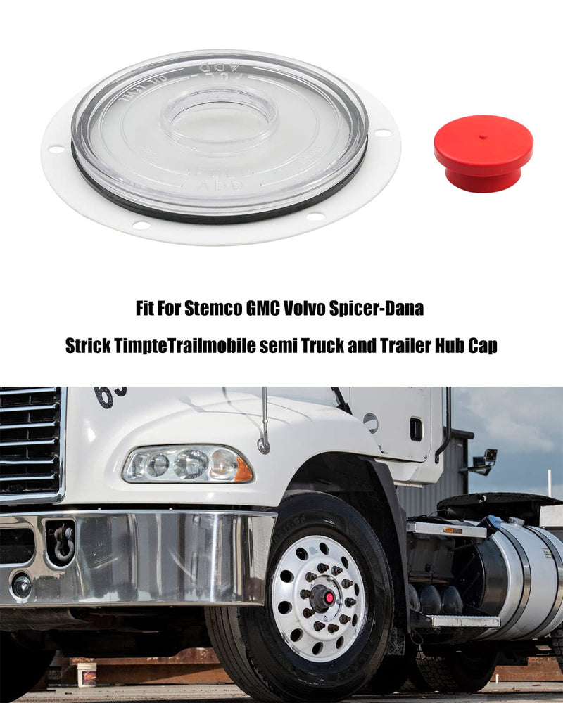 Hub Cap Window Kit Fit for Stemco GMC Volvo Spicer-Dana Strick TimpteTrailmobile semi Truck and Trailer Hub Cap Replace 359-5995, 4 Pack