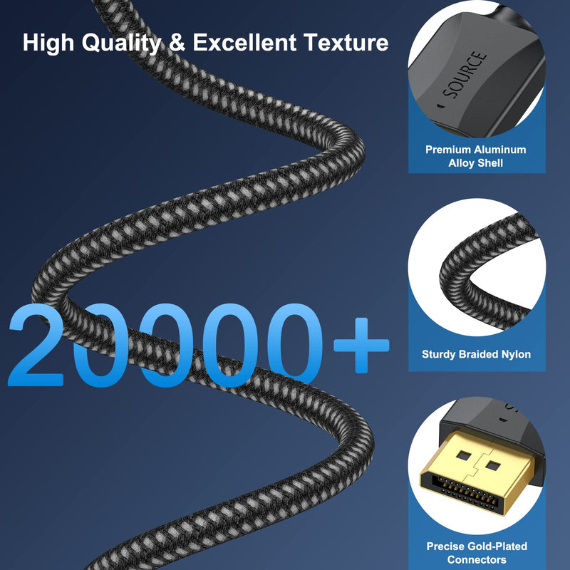 DisplayPort to DisplayPort Cable 3 ft, 10-Pack DP Display Port Cable Adapter Male to Male 4K, 2k@165Hz/ 144Hz for Computer, Docking Station, Monitor and More DisplayPort Cable 3 Feet