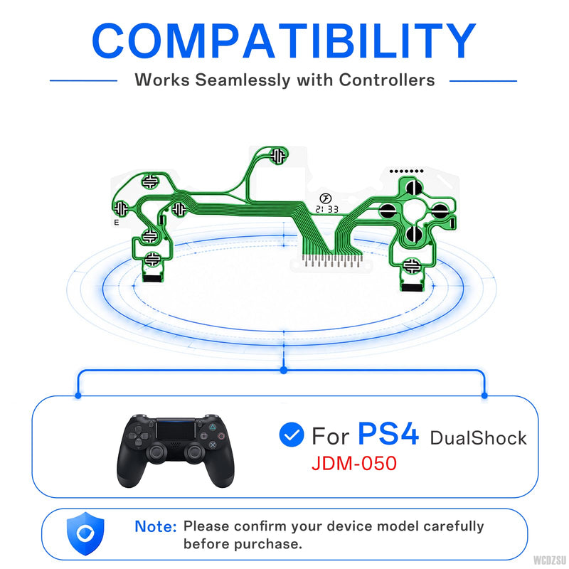WCDZSU 3 Pack Conductive Film Keypad Flex Cable for PS4 JDM-050 Controller | PCB Joystick Button Ribbon Circuit Board Replacement for Dualshock Repair Part for PlayStation 4 Controller with Tool Kit