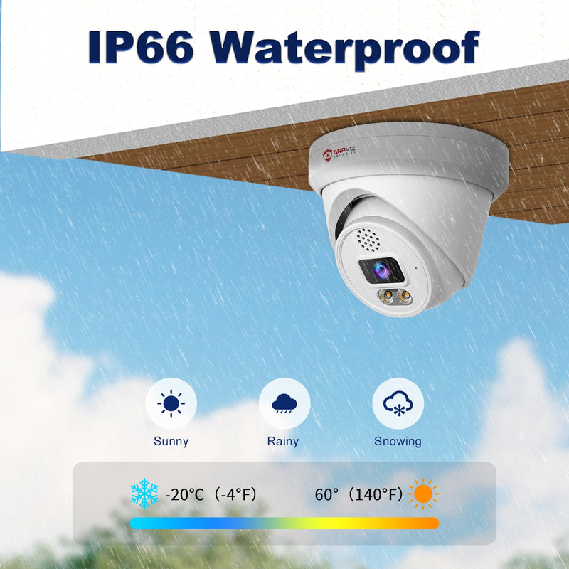 Anpviz 6MP PoE Camera, Turret 6MP UltraHD IP Camera Outdoor with Mic & Speaker, 100FT Smart Color Night Vision, PoE Security Cameras with AI Human Vehicle Detection, MicroSD Slot (U Series)