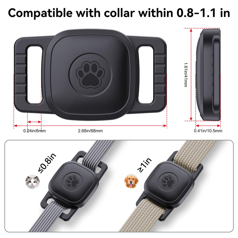 DDJ 2-Pack Waterproof Dog Collar Holder for Tile Mate Tracker, Durable Silicone Life360 Tile Case for Cat &Pet Collars Without Shaking, Anti-Lost Full Body for Tile Cover, Easy to Install, Black
