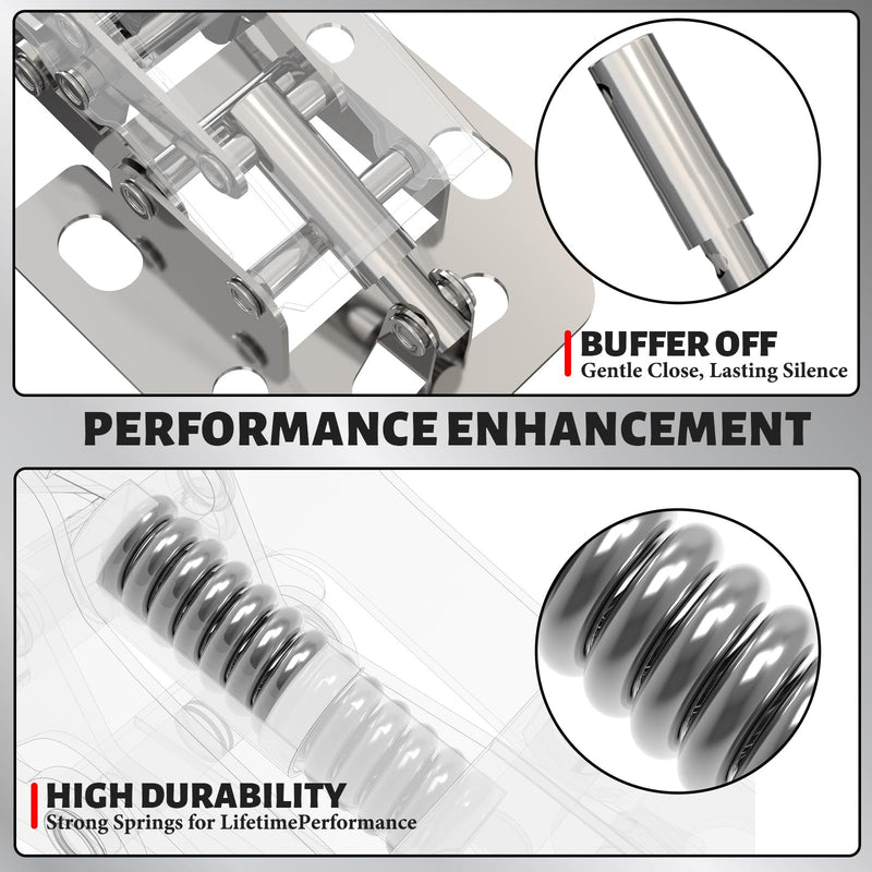 BESTEEL 4 Pack Hidden Hinges Upgrade Soft Close Surface Mounting Hinge,90 Degree Concealed Cabinet Hinges for Kitchen Cabinet Doors Frameless,No Pre-drilled,Surface Mount Hinges with Extra Bumper 4 PCS