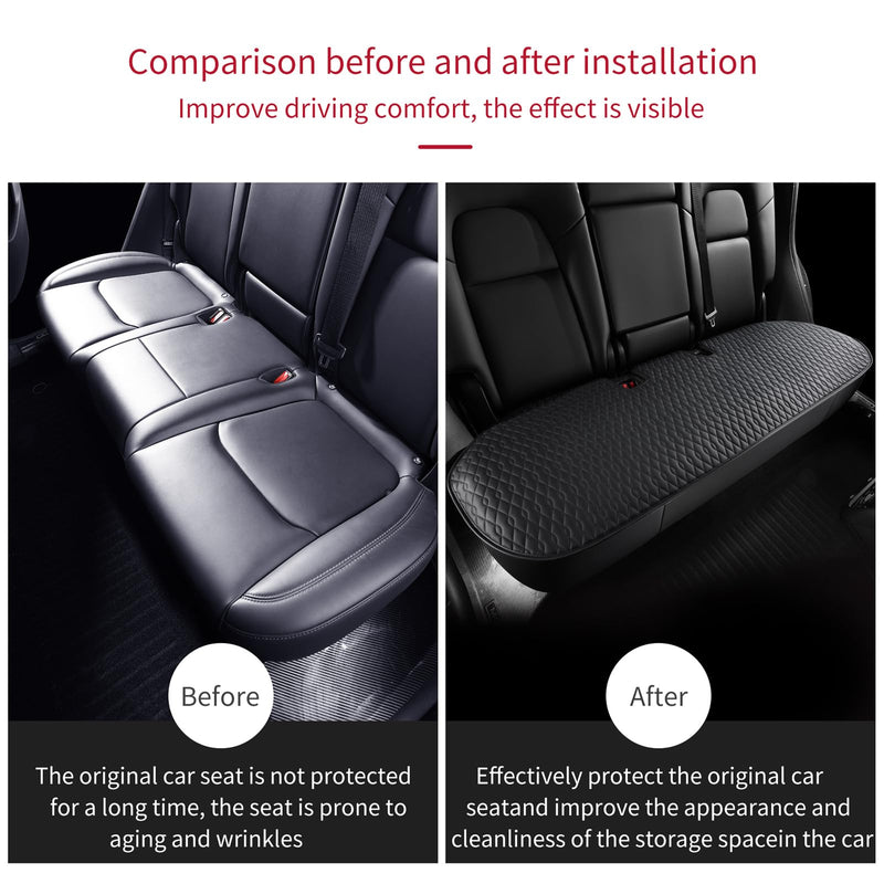  [AUSTRALIA] - SanQing 2PCS Car Seat Cover Luxury Napa Leather Rear Seat Covers for Tesla Model 3 Car Seat Bottom,Heavy Duty Seat Cushion Protector Without Backrest (Leather Black Rear, Model 3) Leather Black Rear