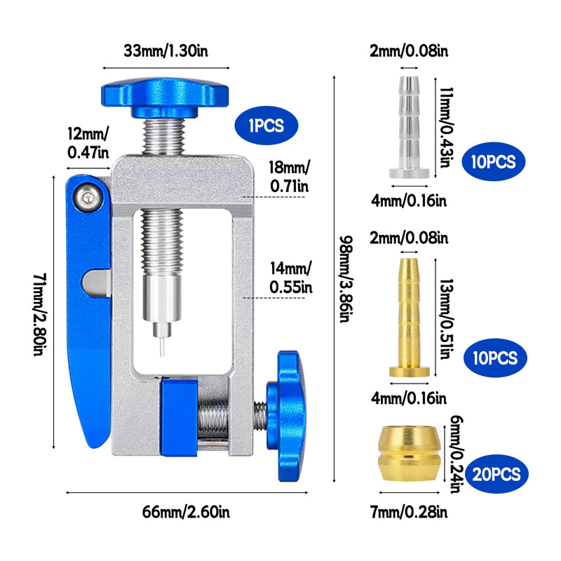 Bike Hydraulic Brake Kit, Bicycle Needle Insertion Tool Bike Hydraulic Disc Brake Hose Line Cutter and Needle Barb Driver Head Brake Lines Tubing Entry Device PRO-04 + Olive Connector