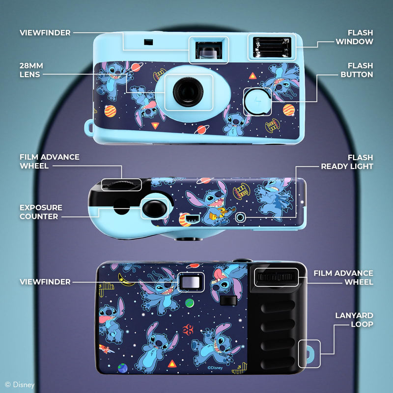 Disney Lilo and Stitch Disposable Camera with Flash – 20 Exposure Film – Lilo and Stitch Gifts for Women, Men, and All Fans of Lilo and Stitch Stuff (Stitch Galactic) Stitch Galactic