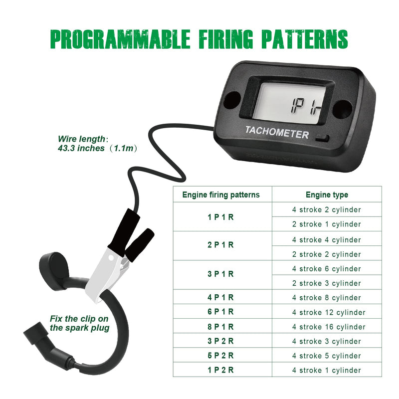  [AUSTRALIA] - Yooreal Digital Tachometer,RPM Gauge Meter with Clip for Push Lawn Mower Car Generator Compressor Chainsaw Snowmobile Motorcycle ATV Truck