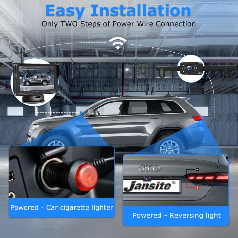 【Stable Image】 1080P Wireless Back Up Camera Systems for Car 5'' Backup Camera for Car 6 LED License Plate Rear View Reverse Camera Truck Trailer RV Pickup Minivan DIY Guide Lines Waterproof